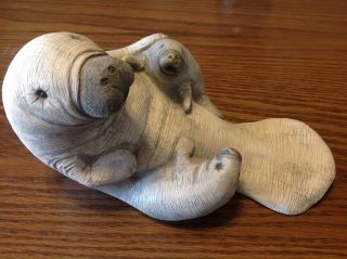 Art Collectibles Inc.  Ceramic Manatee Figure Mother And Two Babies Adopt - A - Pet