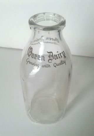 Vintage Queen Dairy Milk Bottle Quart Lancaster Pa