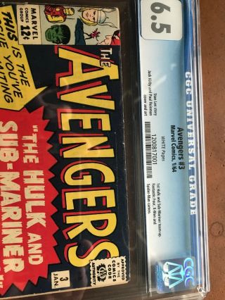 Avengers 3 CGC 6.  5 VINTAGE Marvel Comic KEY 1st Sub - Mariner & Hulk Team - Up 9