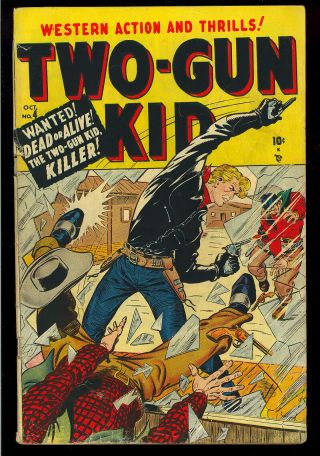Two - Gun Kid 4 Golden Age Pre - Code Marvel Atlas Western Comic 1948 Gd -