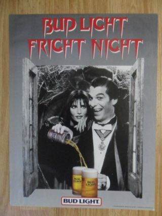 Vintage Bud Lite Beer Fright Night Poster Horror Movie Monster Vampire Dracula