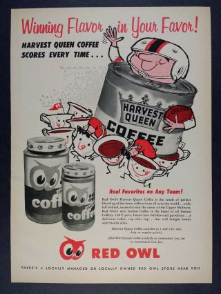 1958 Red Owl Grocery Store Harvest Queen Coffee Vintage Print Ad