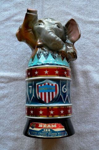 Jim Beam Republican Elephant Vintage 1976 Decanter Bottle