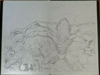 Rob Liefeld Artwork X - Force Issue 6 Double Page Spread Signed By Rob