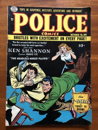 Police Comics Golden Age 108 Pre - Code Crime 1951
