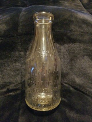 Vintage Quart Milk Bottle Purity Dairy Cairo Illinois.  Il Dept.  Of Public Health
