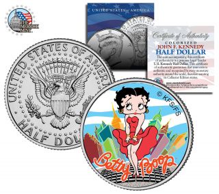 Betty Boop " City " Jfk Kennedy Half Dollar Coin Marilyn Monroe Pose Licensed