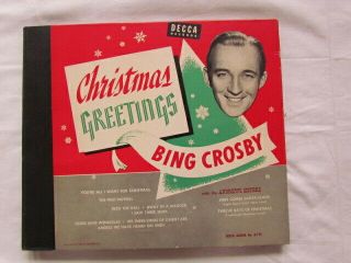 Bing Crosby,  Christmas Greetings,  3 Vinyl 78rpm Records With Sleeve.