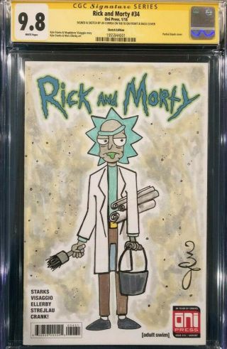 Jd Correa Rick And Morty Sketch Art Cgc 9.  8 Signed Banksy Tribute Cbcs