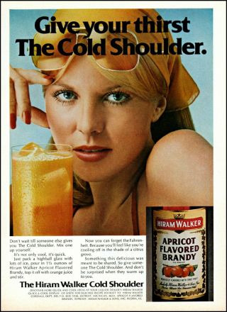 1977 Sultry Blond Woman Hiram Walker Apricot Brandy Vintage Photo Print Ad Ads37