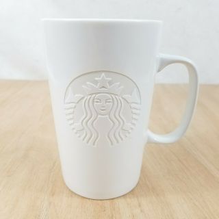 2016 Starbucks White Etched Siren Ceramic Tall 16oz Coffee Mug