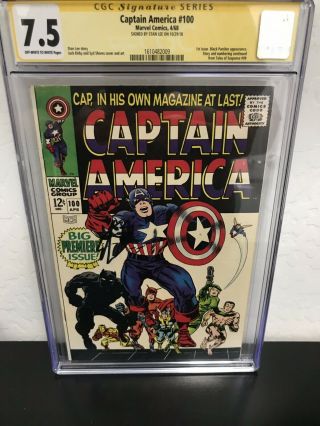 Captain America 100 (apr 1968,  Marvel) Signed Stan Lee Cgc 7.  5