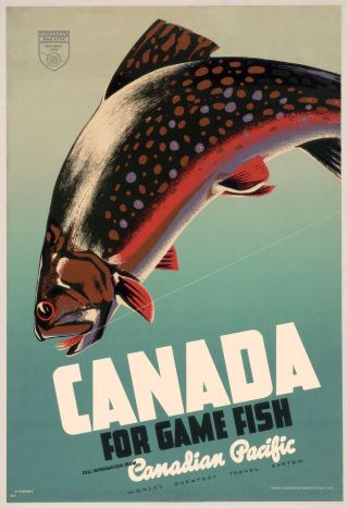 Canada For Game Fish - Canadian Pacific Railway - 1940 Advertising Poster