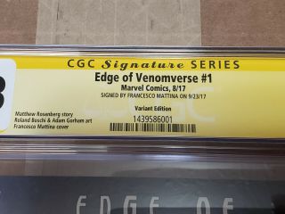 Edge of Venomverse 1 Variant Edition 1:50 CGC 9.  8 Signed by Francesco Mattina 3
