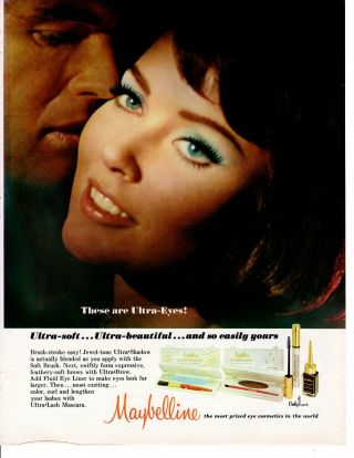 Vintage Beauty Fashion Ad 1966 Maybelline Eye Cosmetics These Are Ultra Eyes Ad