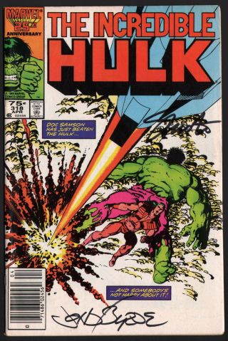 1986 Incredible Hulk 318 Signed John Byrne & Jim Shooter / Marvel Comics Art
