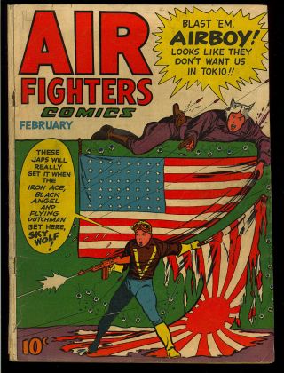 Air Fighters Comics Vol.  2 5 Classic Japan Wwii Flag Cover Hillman 1944 Gd - Vg
