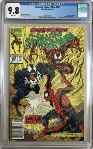 Spider - Man 362 Cgc 9.  8 2nd Full App.  Of Carnage Key Issue L@@k