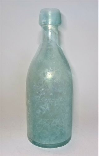Aqua Blob Top Pony Soda or Beer Bottle - J.  McLAUGHLIN 2