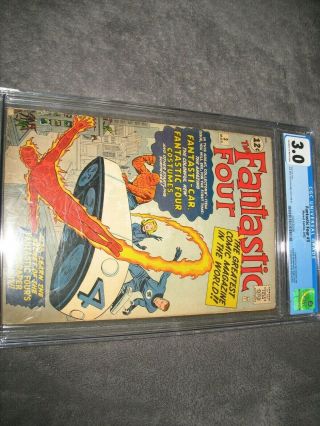 FANTASTIC FOUR 3 (1962) /CGC 3.  0/1st COSTUMES & MIRACLE MAN/ OW - WHITE pgs/KIRBY 10