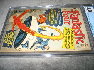 FANTASTIC FOUR 3 (1962) /CGC 3.  0/1st COSTUMES & MIRACLE MAN/ OW - WHITE pgs/KIRBY 5