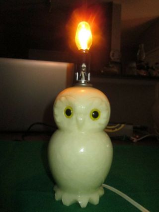 Vintage White Solid Alabaster Owl Lamp Made In Italy