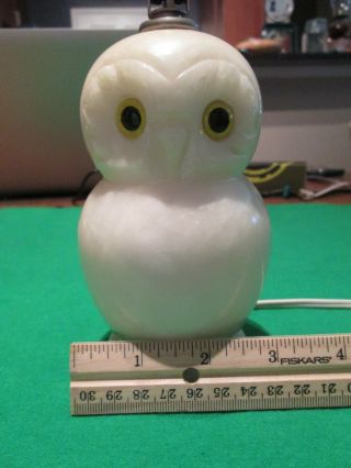 VINTAGE WHITE SOLID ALABASTER OWL LAMP MADE IN ITALY 4