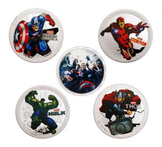 The Avengers Captain America Hulk Iron Man Thor Superhero Comics Silver 5 - Coin