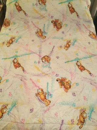 Vintage Garfield & Odie 1978 Twin Size Comforter Quilted Blanket Bedding