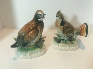 Vintage Ceramic Pair Grouse Figurines Napcoware Japan C8526