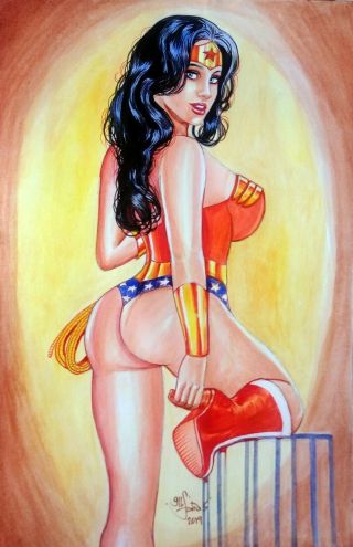 Wonder Woman Sexy Art Pin - Up 06 By Gil Sabas 10 " X 15 "
