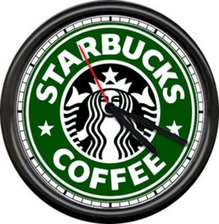 Starbucks Coffee Latte Espresso Shop Stand Drive Through Cafe Sign Wall Clock