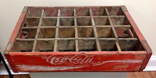 Red Wooden Coca - Cola Classic Coke Crate Bottle Carrier Chattanooga 1971 B