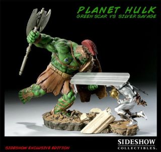 Sideshow Exclusive Planet Hulk Green Scar Vs Silver Surfer Savage Diorama Statue