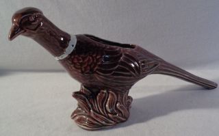 Vintage Mccoy Pheasant Planter Art Pottery Brown Ring - Neck Pheasant 18 " Long