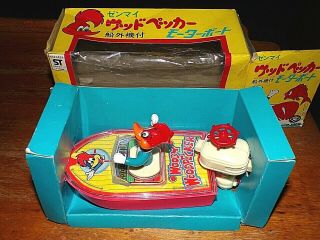 Vintage Nos Foreign Japanese Walter Lantz Toy Woody Woodpecker Boat 4524 Boxed