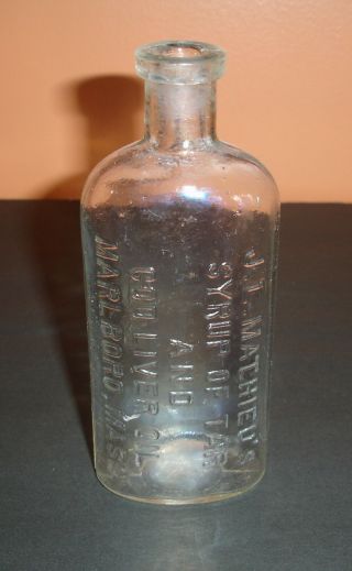 Antique Glass Bottle J L Mathieu 