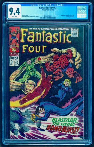 Fantastic Four 63 Cgc 9.  4 Nm White Pages Sandman Blastaar See Our 48 49 50 72