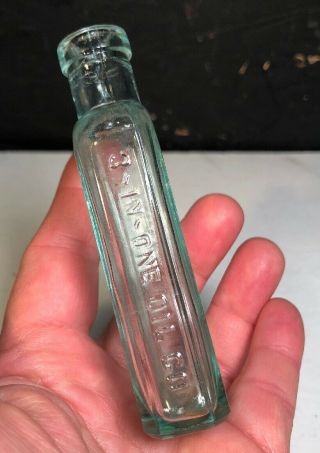 Vintage Aqua Glass Three In One Oil Bottle 3 In One Oil Co " 3 - 7/8 Green