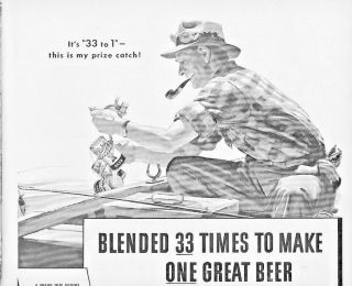 1940 Pabst Blue Ribbon Beer Vintage Print Ad Blended 33 Times To Make One Great