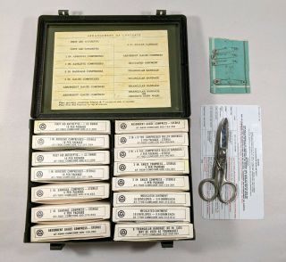 Vintage Army Green Bell System - C First Aid Kit 99 Complete Metal Case