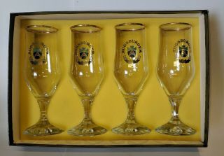 Vintage Set Of 4 German Ausburger Beer Glasses