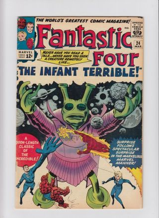 Fantastic Four 24 6.  5 Fn,  Silver Age Marvel Stan Lee Jack Kirby Infant Terrible