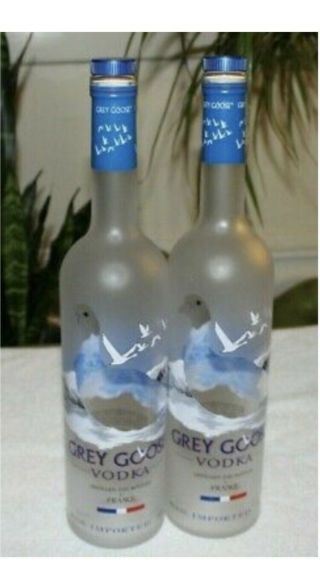 2 Grey Goose France Vodka 750ml Bottles Cork,  Caps,  Craftsmen Collectors,  Decor