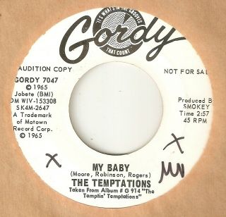 The Temptations My Baby Dont Look Back Gordy Promo Motown Northern Soul Usa 45