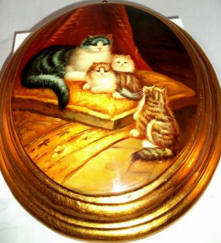" Contoured Oval Cat Art Wall Hanging " For Cat Lovers (retail $100)