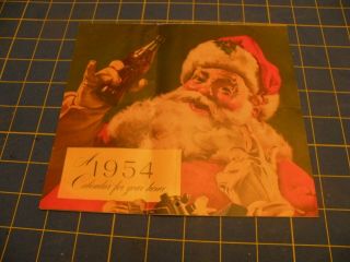 Vintage 1954 Paper Calendar Advertising Coca Cola Coke Products With Santa Sign
