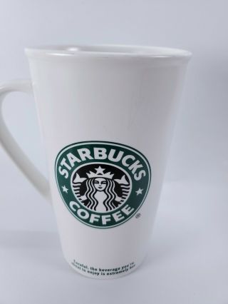 2006 Starbucks White Tall Matte Coffee Mug Cup Mermaid Logo Ceramic 16 oz. 2