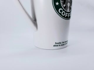 2006 Starbucks White Tall Matte Coffee Mug Cup Mermaid Logo Ceramic 16 oz. 5