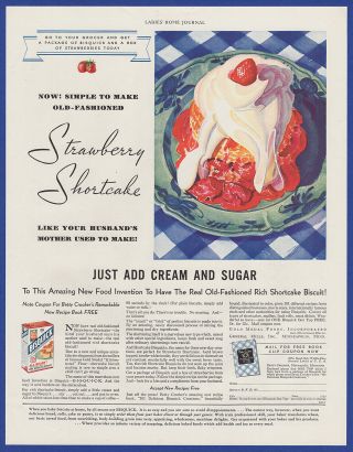 Vintage 1933 Bisquick Strawberry Shortcake General Mills Betty Crocker Print Ad